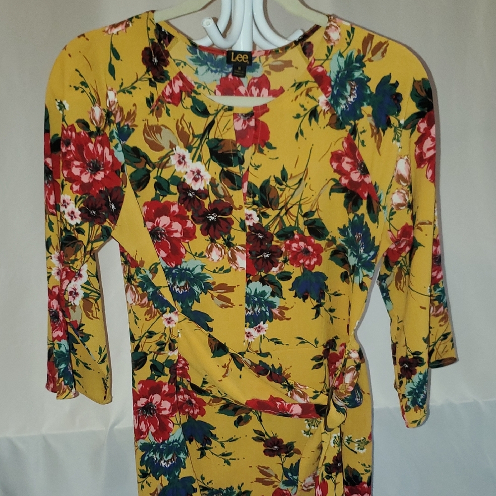 Vibrant Mustard Yellow Blouse with Floral Design